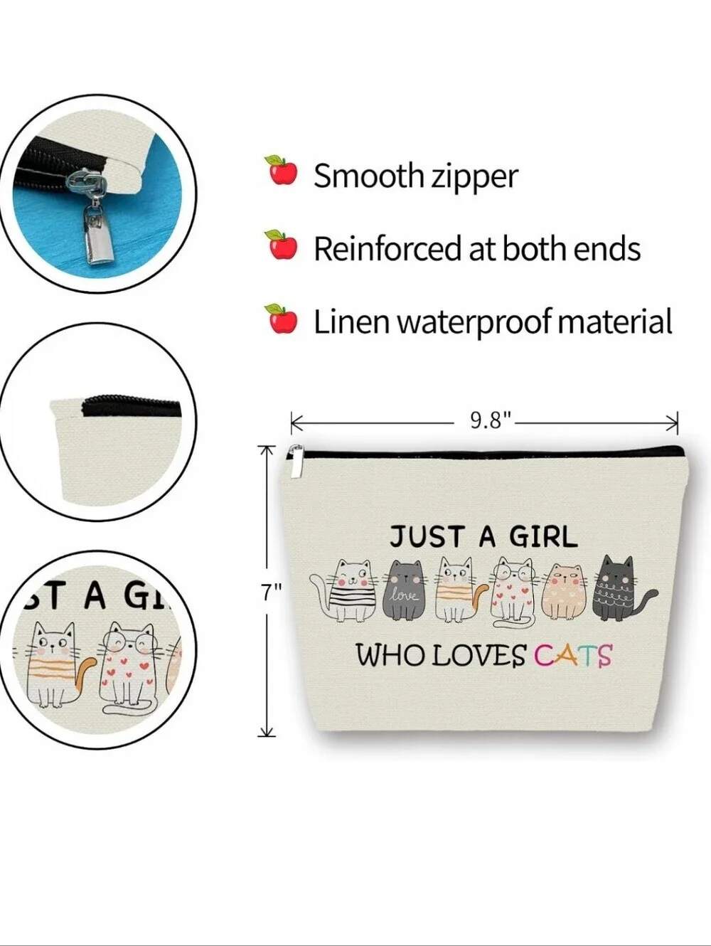 Just A Girl Who Loves Cats Cream Cat Print Pouch